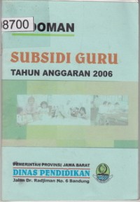 Pedoman Subsidi Guru Tahun Anggaran 2006